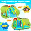 Inflatable Water Slide Park with Air Blower, Kids Bouncer House with Rainbow Sprinkler, Bouncy Castle for Climbing Wall, Splash Pool