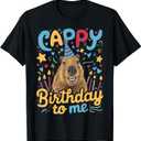 Cappy Birthday to Me Capy Birthday T-Shirt (Black, S)