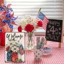 Smilelife Patriotic Floral Mason Jar USA Flag Welcome Tin Sign for Home Bedroom Man Cave Garage 4th of July Memorial Day Independence Day Decor 8 X 12 Inch (3707)