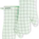 KitchenAid Gingham Oven Mitt 2-Pack Set, Pistachio, 7"x13"
