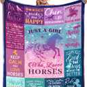 Horse Gifts for Girls Women, Soft Flannel Horse Throw Blanket, Just A Girl Who Loves Horses Blanket, Birthday for Horses Lovers, 80" x 60"