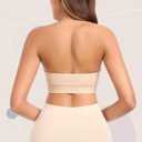 Strapless Bras for Women Non-Slip Padded Bandeau Bra Wireless Tube Top Bra Including Clear Straps (Beige, L)