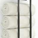 Towel Racks for Bathroom, Bathroom Towel Rack Wall Mounted with Metal Shelf and 3 Hooks for Small Bathroom, Black