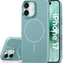 Vihibii for iPhone 17 Case with Adjustable Stand, [Compatible with Magsafe], Fade-Resistant Glow Stylish Slim, Shockproof Back & Silicone Edges Phone Cover Case for iPhone 17, 6.3" 2025, Teal Blue