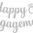 BEISHIDA Glitter Happy Engagement Banner-No DIY, Engagement Party Decorations,Bridal Garland Sign Wedding Party Supplies Silver