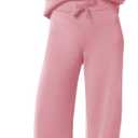 Womens 2 Piece Lounge Sets Wide Leg Tracksuit Casual Sweatsuits Matching Set 2025 Fall Clothes Trendy Outfits (Large, Pink)