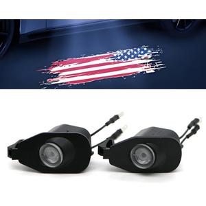 2Pcs Side View Mirror Logo Welcome Light Puddle Lamp Assembly Compatible With Mustang 2013-2024 LED High-Definition and Never Fading Replacement Mustang Light (black)