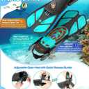 Zenoplige Mask Fins Snorkel Set, Snorkeling Gear for Adults, Panoramic View Snorkel Mask Anti-Fog, Adjustable Dive Flippers, Dry Top Snorkel and Travel Bag, Scuba Gear for Swimming Snorkeling Diving