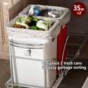 Dual Under Sink Trash Can Heavy Duty Pull Out Trash Can Under Cabinet, Fits 2x35Qt (7-9 Gal) Commercial Trash Cans Cabinet Trash Bin Pull Out Kit Requires 22''Dx 16''Wx 17''H, No Can (Silver)