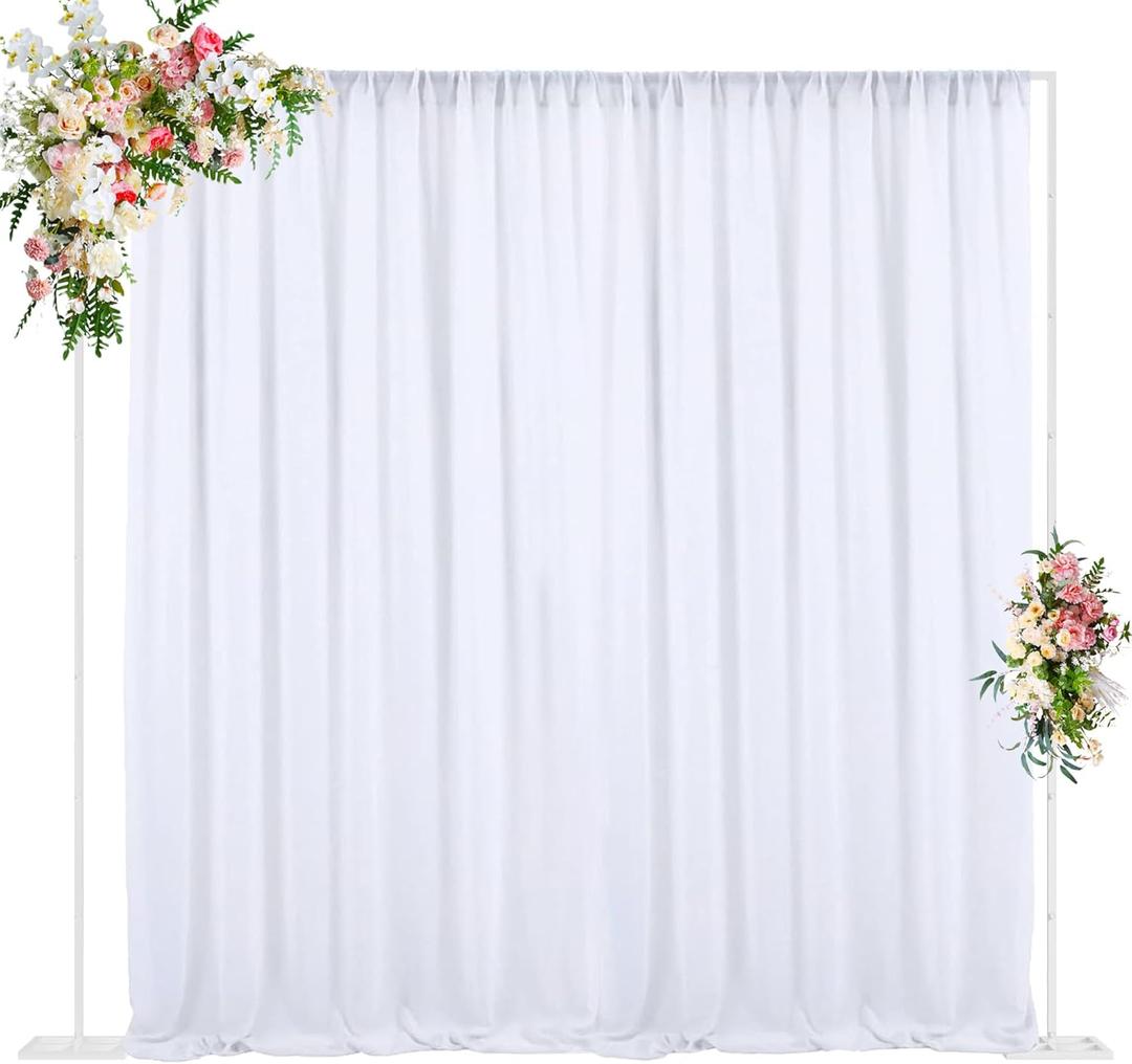 Wokceer 10 FT Backdrop Stand Heavy Duty Pipe and Drape Kit, Adjustable White Backdrop Stands for Wedding Photo Booth Background Birthday Party Exhibition Decoration Wokceer 10 FT Backdrop Stand Heavy Duty Pipe and Drape Kit, Adjustable White Backdrop Stands for Wedding Photo Booth Background Birthday Party Exhibition Decoration