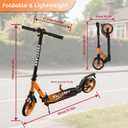 FREEDARE Kick Scooter for Kids & Adults Ages 8+, Foldable Teen Scooter with 2 Big 8-inch Wheels and 4-Level Adjustable Handlebar, Max Load 220 LBS, Orange