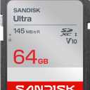 SANDISK 64GB Ultra SDHC UHS-I Card and SDXC UHS-I Card - Up to 145MB/s Read Speed, Full HD Video, V10, U1, C10 - SDSDUVQ-064G-GN6IN