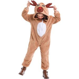Soyoekbt Kids Reindeer Costume for Christmas Boy Girl Animal Onesies Pajamas for Xmas (8-10 Years, Brown)