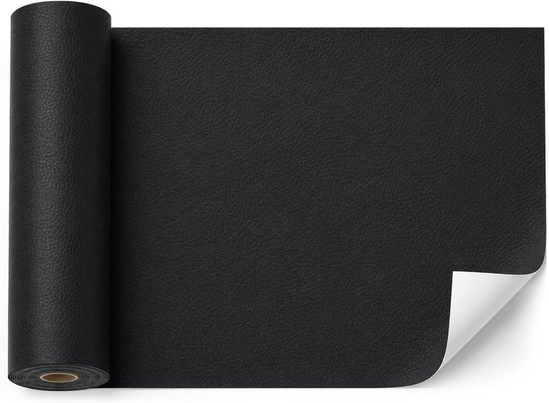 BOUYEER Leather Repair Patch Tape Kit,Self Adhesive Leather Repair for Sofa，Car Seat,Office Chair,Furniture,Jacket,Waterproof Strong Adhesive Vinyl Repair Kit. 23 in x 79 in,Black