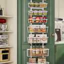 Eastherry Over The Door Organizer 8-Tier Over The Door Pantry Organizer with Adjustable BasketsMetal Hanging Pantry Organizers and Storage for Kitchen, Back of Door Seasoning Rack (White)