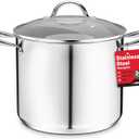 Stainless Steel Stockpot with Tempered Glass Lid 24 Quart, Durable 18/0 Stainless Steel, Impact-Bonded Base for Even Heating, Riveted Handles, Oven & All Stove Compatible, Safe Up To 500F (260C)