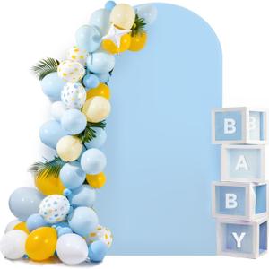 HEMMOTOP 7.2 ft Blue Arch Backdrop Cover, Spandex Arch Covers Stretchy Backdrop for Balloon, Wedding, Birthday Party, Baby Shower, Banquet Arch Decoratio (Baby Blue, 7.2 ft)