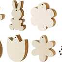 Soccer Ball Ornament Set 6pc Wooden Festival Pendant Easter Wooden Crafts Easter Egg Rabbit Party Decoration DIY Creative Easter Egg Pendant and Teal Christmas Decorations (Beige, One Size)