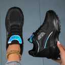 AONEGOLD Women's Hidden Wedge Sneakers High Heeld Lace Up Fashion Lightweight Walking Shoes Platform Sneakers(Black-38,5-5.5 US)