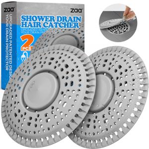 zaa Shower Drain Hair Catcher, 2 Pack Premium Silicone Drain Protector & Shower Drain Cover, Shower Installation Kits for Flat Drains of Shower Room, Bathroom, Gray