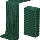 16 Pack Emerald Green Cheesecloth Table Runner 20 x 120 inch Gauze Table Runners 10 FT Long,Semi Sheer Boho Cheese Cloth Fabric Table Runner Bulk for Wedding,Party,Baby Shower,Bridal Shower Decoration
