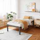 ZIYOO Twin XL Bed Frame, 18 Inches Tall, 3 Inches Wide Wood Slats with 2500 Pounds Support, No Box Spring Needed, High Metal Platform with Underbed Storage Space, Easy Assembly, Noise Free