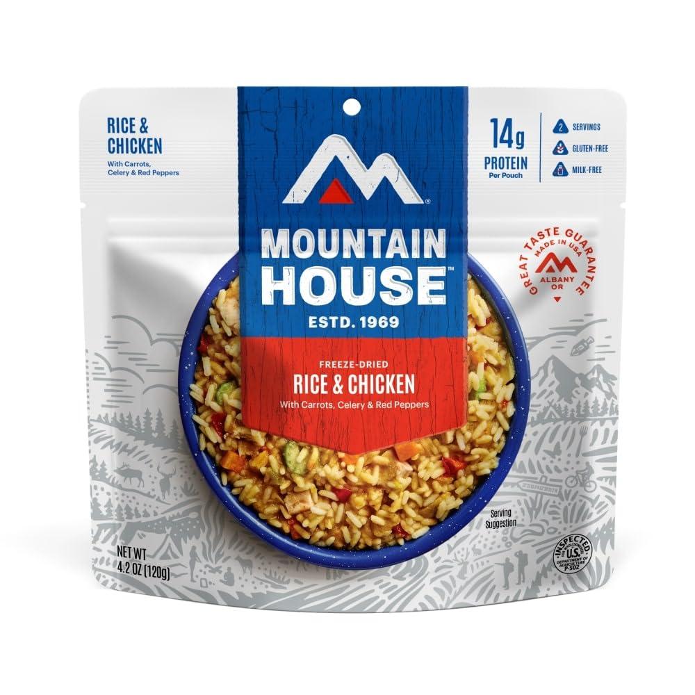 Mountain House Rice & Chicken | Freeze Dried Backpacking & Camping Food | Gluten-Free | 2 Servings (EXP 02/28/54)