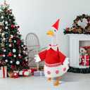 Christmas Women Elf Costume Goose Outfit Porch Goose Clothes for 23'' Cement Statue Cute Costume Outdoor Lawn Yard Patio Decor