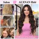 ALXNAN Clip in Long Wavy Synthetic Hair Extension 20 Inch Chocolate Brown 4PCS Thick Hairpieces Fiber Double Weft Hair for Women