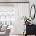 Pinch Pleated Linen Curtains 96 Inches Long for Living Room Bedroom Light Filtering Boho Window Drape 96 inch 2 Panels with Hooks Rings 8ft Cream Beige White Sliding Glass Door Semi Sheer Curtain