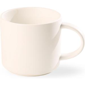 Stackable Coffee Mug,14 OZ Ceramic Coffee Cup with Heat-insulated Handle, Tea Cup for Cappuccino, Latte and Matcha, Suitable for Adults and Children, MicrowaveDishwasher Safe, White