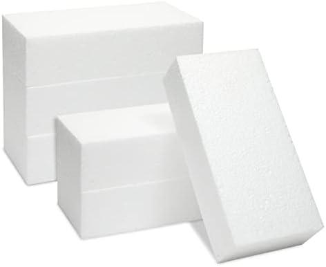 6 Pack Foam Blocks for Crafts - Polystyrene Brick Rectangles for Art Sculpting, Flower Arrangements, DIY, Packing, & Diorama Supplies (8 x 4 x 2 in)