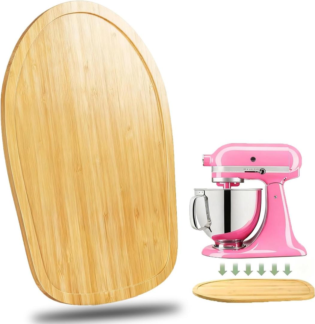Bamboo Mixer Slider Compatible with KitchenAid 4.5-5 Qt Tilt-Head Stand Mixer, Appliance Sliding Mat Accessories for Kitchen Aid, Countertop Moving Tray Attachments Fits for KitchenAid Artisan