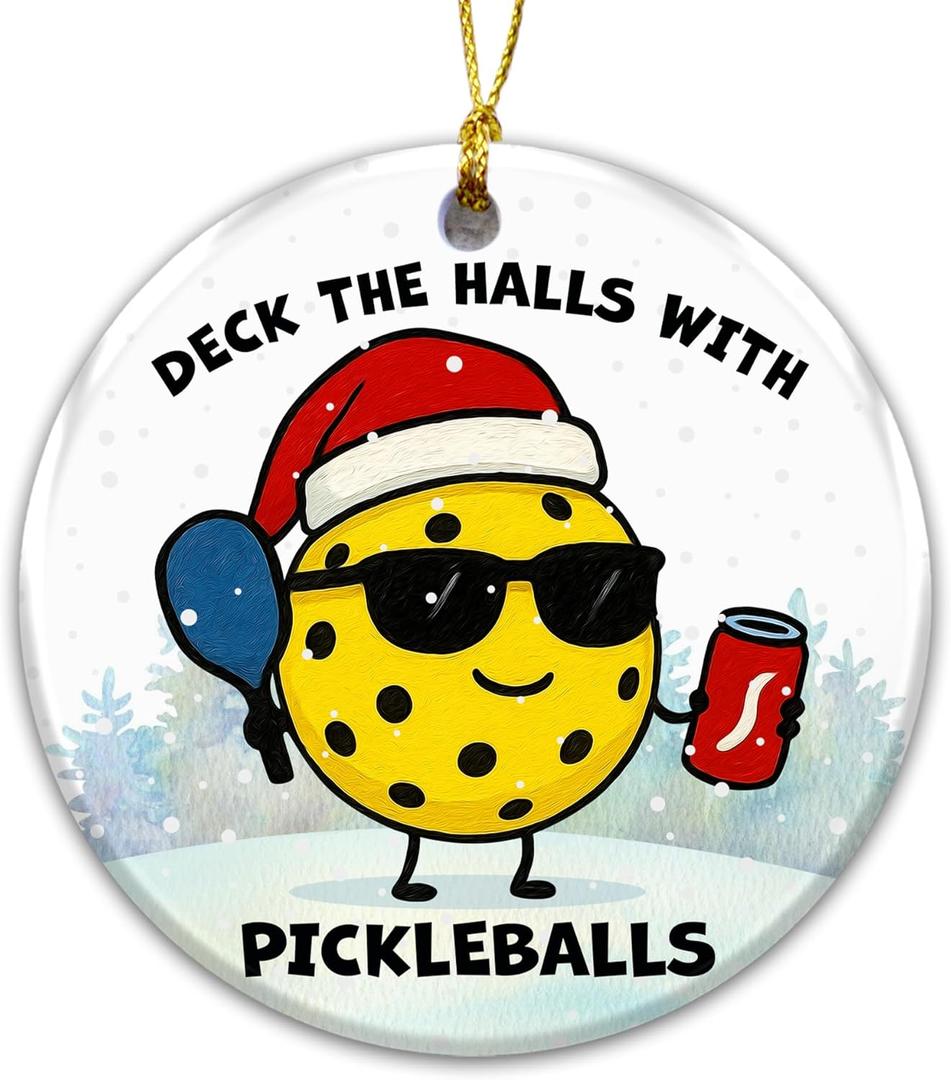 4 x Funny Pickleball Ornament 2025  Deck The Halls with Pickleballs Holiday Tree Decoration  Unique Pickleball Gift for Players, Coaches, Friends, and Pickleball Lovers