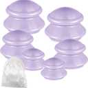 TrelaCo 6 Pcs Cupping Kit for Massage Therapy 3 Sizes Silicone Cupping Set Chinese Massage Therapy for Studio Household Cellulite Joint Pain Muscle Pain(Lavender)