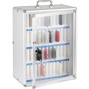 Loghot Aluminum Alloy Pocket Chart Cell Phones Storage Cabinet for Cell Phones, Wall-Mounted Cell Phone Locker Phone Holder with Lock for Classroom, Office, Can be Carried by Hand (48 Slots)