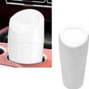 Car Trash Can with Lid, Portable Leakproof Auto Cup Holder Door Garbage Container, Multipurpose Waterproof Mini Cup Holder Trash Can Interior Organizer for Car Home Office (White)