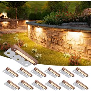 VOLISUN 12 Pack 7 Inch Retaining Wall Lights, Waterproof LED Hardscape Lighting, Cuttable Low Voltage Landscape Lighting, 12V Paver Lights, 3W Outdoor Step Lights, 2700K Soft White, ETL