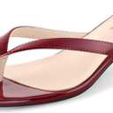 Womens Flip-Flops Kitten Heels Thong Sandals For Women Square Toe Slip On Fashion Summer Dress Sandals (Red, 7)
