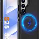 Magnetic Case for Samsung Galaxy S25 with Screen Protector [Compatible with MagSafe Wireless Charging] [Dual Layer Military-Grade Protection] Heavy Duty Rugged Shockproof Protection Cover, Black