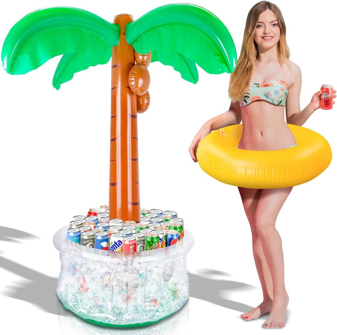 ArtCreativity 60 Inch Inflatable Palm Tree Cooler - Blow Up Palm Tree for Beach Decor, Pool Decor, Hawaiian Party Decorations, and Luau Party Decorations - Inflatable Tree with Drink Cooler Base