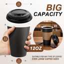 RAZCC 120 Pack 12 oz Paper Coffee Cups Set, Disposable Black Coffee Cups with Lids, Sleeves and Stirring Sticks, Fit For Cold and Hot Drinks