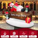 Christmas Inflatable Snowman with Penguins Decotation Blow Up 6FT Snow Man Santa Stops Here Sign Holiday Yard Decoration Gift Box, Perfect for Outdoor Lawn, Garden, or Front Porch Oranments Display