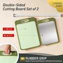 2 in 1 Stainless Steel Cutting Board with Handle 2 Packs Metal Chopping Board Solid Thick Wood Juice Groove Chopping Board Small Big Xl XXl xlarge Oversized Kitchen Counter Organic Vegetable Meat Kit (Morandi Green)