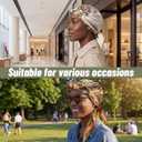 3 Pcs Wrap Hair Net with Scarf, Women Silk Press Head Wrap Netted Scarf 2 in 1 Easy-to-use for Silk Press & Nighttime Care, Styling, Sleep & Shower Cap(Luxury Boho,Beige Yellow Gold)