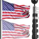 NELXINJO 20ft Telescopic Flag Pole - Extra Thick Outdoor Telescoping Flag Poles with 3x5 American Flag for Residential or Commercial,Black
