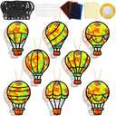 QOUBAI 32 Sets Air Balloons Suncatchers Craft Kit DIY Window Stained Glass Effect Hot Air Balloons VBS Paper Craft Home School Classroom Decoration Kid Birthday Gift Creative Art Project Activity Game