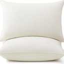 puredown Goose Feather Down Pillows, 100% Organic Cotton Cover, Luxury Hotel Collection Bed Pillows for Sleeping Set of 2, Standard Size