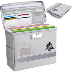 BALEINE Fireproof Document Box with Lock, Portable Fireproof Document Bag Waterproof Fire Proof File Boxes for Documents, File Organizer Box for Important Paperwork (Silver, 12.5''x10.5''x6'')