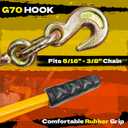 KJE (2) Ratchet Chain Binders 5/16" -3/8" Grade 70 + (2)5/16"10' Chains, Heavy Duty Chain and Ratcheting Binder Set WLL 5,400 Lbs, Suitable for Tie Down, Hauling, Towing